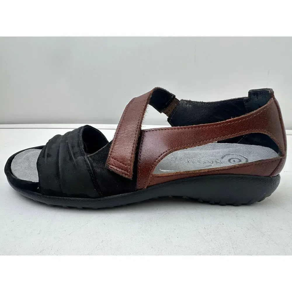 Naot Papaki Black & Cinnamon Leather Comfort Sandals Women's Sz 7 - Picture 4 of 10